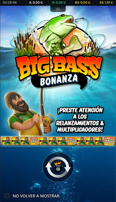 Pantalla del juego Big Bass Bonanza en casino777.