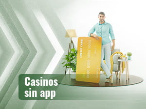 Hombre apoyado en una tarjeta de crédito.