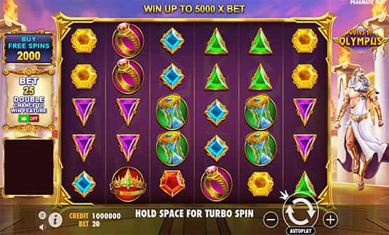 Pantalla del juego demo de Gates of Olympus en un casino online de Colombia.