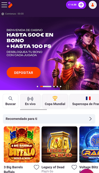 Pantalla principal de Tonybet con juegos populares y nuevos en el móvil.